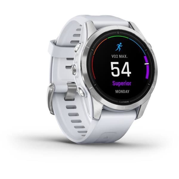 GARMIN - Epix Pro (Gen2) - Högpresterande smartklocka - 42 mm - Stål, Silver med vitt band