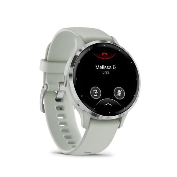 Ansluten GPS-klocka - GARMIN - Venu 3S - 30,4 mm (1,2") - Silverstål, salviagrönt fodral och salviagrönt silikonband