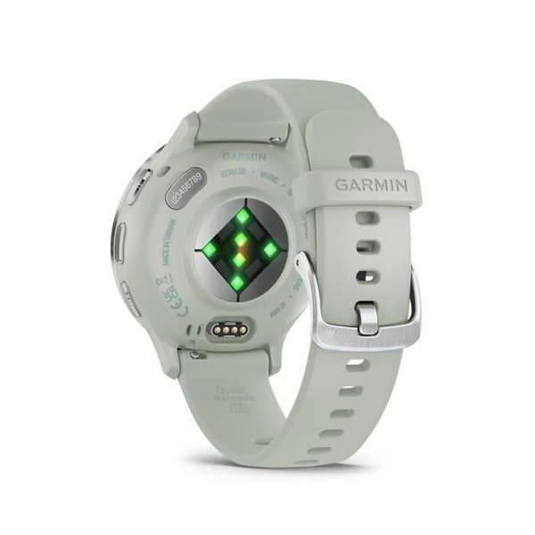 Ansluten GPS-klocka - GARMIN - Venu 3S - 30,4 mm (1,2") - Silverstål, salviagrönt fodral och salviagrönt silikonband