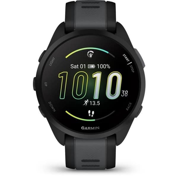Ansluten GPS-klocka - GARMIN - Forerunner 165 - 1,2" - Svart med svart och grå rem