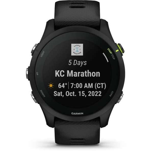 Connected klocka - Garmin - Forerunner 255 Music - Svart - 5 metallknappar - Batteritid 14 dagar