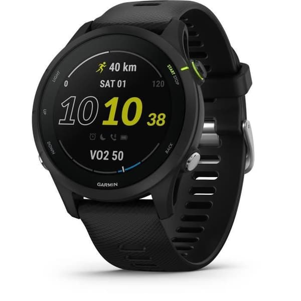 Connected klocka - Garmin - Forerunner 255 Music - Svart - 5 metallknappar - Batteritid 14 dagar