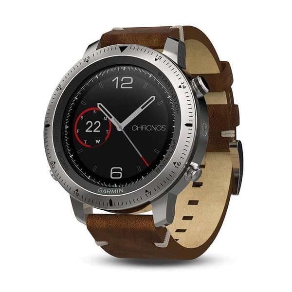 Fenix Chronos smartklocka - Garmin - Stål - Vattentålig - Vintage läderarmband