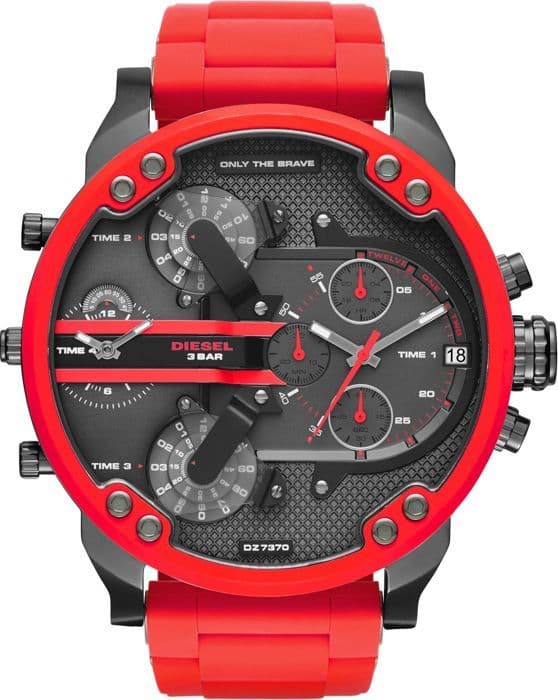 DIESEL HERR 57MM rem & väska i rostfritt stål QUARTZ WATCH DZ7370