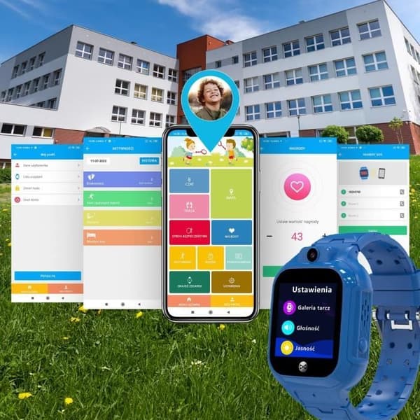 FOREVER Smartwatch GPS WiFi Barn Se Mig! 3 Blå Läraktig Klocka Barn GPS