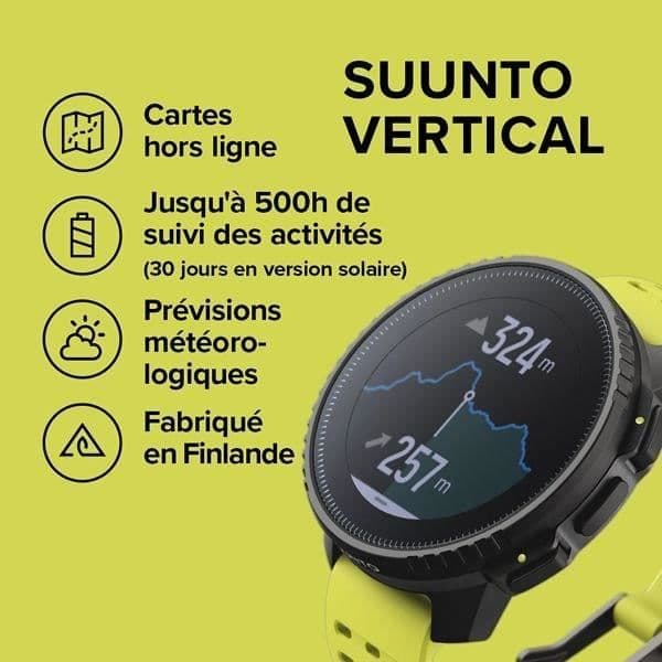 GPS sport ansluten klocka - ALTIMETER - SUUNTO - VERTICAL - Black Lime - Skärmdiameter 49 mm
