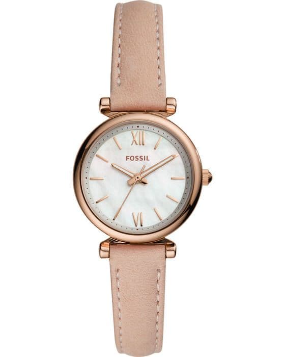 Klocka - FOSSIL - Mini Carlie - Ljusrosa läder - Analog - Chic