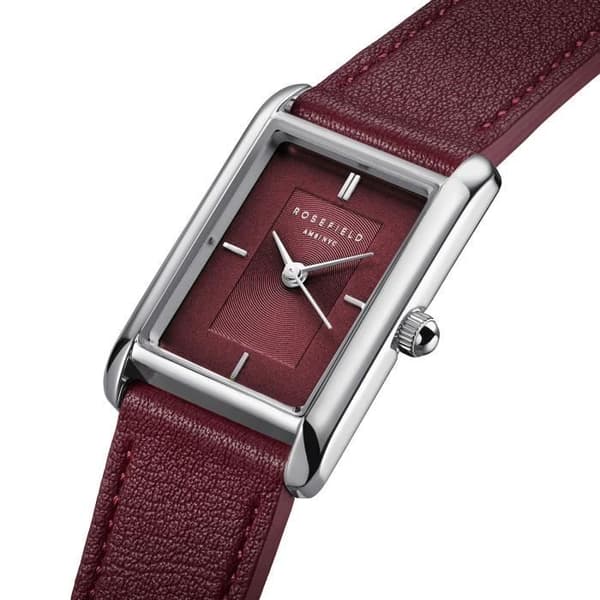 Kvinnoarmband - ROSEFIELD - Heirloom - Bordeaux läder - Kvarts - Analogisk