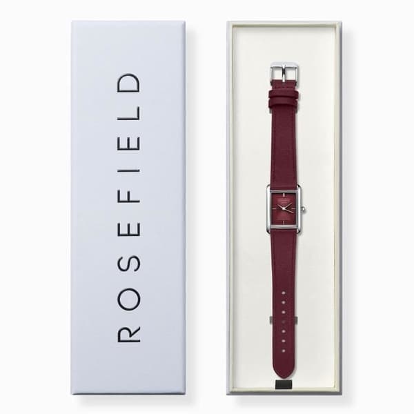 Kvinnoarmband - ROSEFIELD - Heirloom - Bordeaux läder - Kvarts - Analogisk