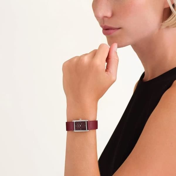 Kvinnoarmband - ROSEFIELD - Heirloom - Bordeaux läder - Kvarts - Analogisk