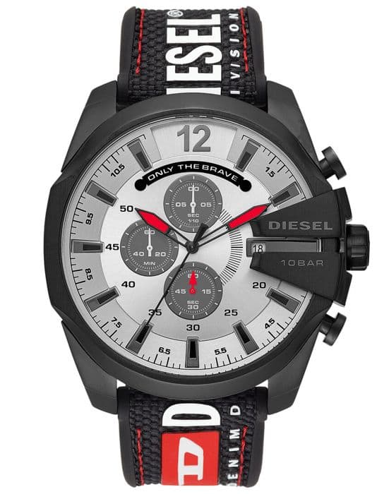 Klocka - DIESEL - DZ4512 - Svart nylon - Tygband - Runt fodral 51mm