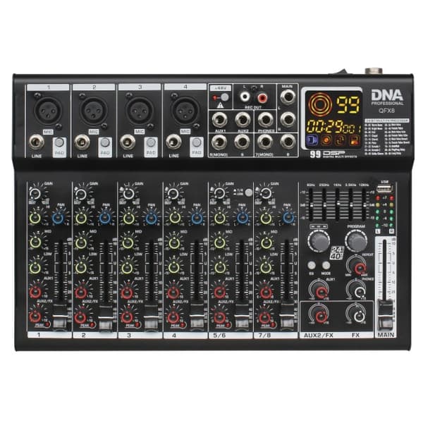 DNA QFX8 analog audio mixer 8 channels with Bluetooth