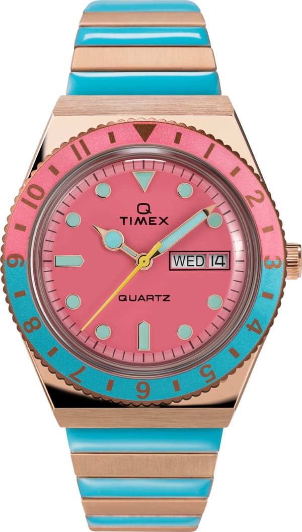 Q Timex Malibu 36mm Stainless Steel Expansion Band Watch TW2U81500