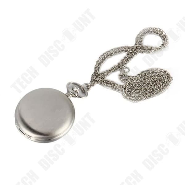 TD® Large Light Quartz Fick Watch-Mode Chain Halsband Hänge Sterling Silver Quartz-Watches Presenter för män