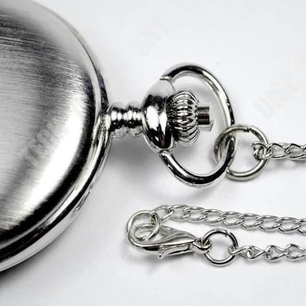 TD® Large Light Quartz Fick Watch-Mode Chain Halsband Hänge Sterling Silver Quartz-Watches Presenter för män
