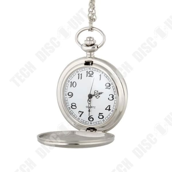TD® Large Light Quartz Fick Watch-Mode Chain Halsband Hänge Sterling Silver Quartz-Watches Presenter för män