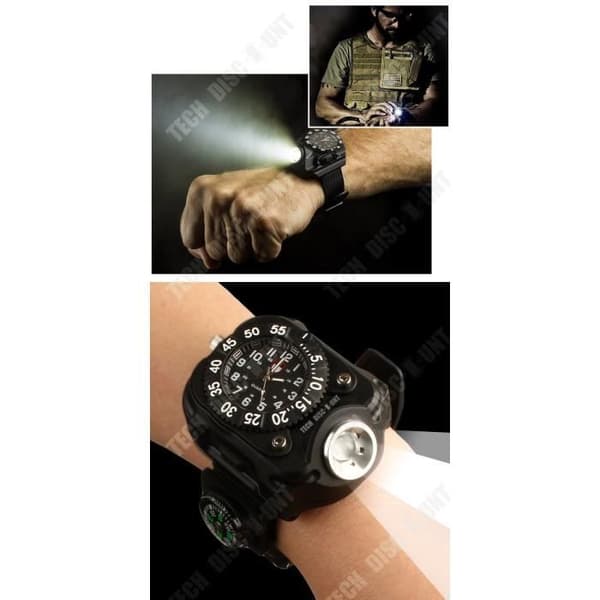 TD® Armbandsur multifunktionell laddningskompass utomhussport natt 3W ljus usb armband mode bärbar laddningslampa