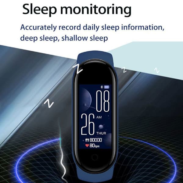 TD® Smart Watch Marinblå Multifunktionsarmband Pulsmätare Bluetooth Fitness tracker kompatibel Android IOS
