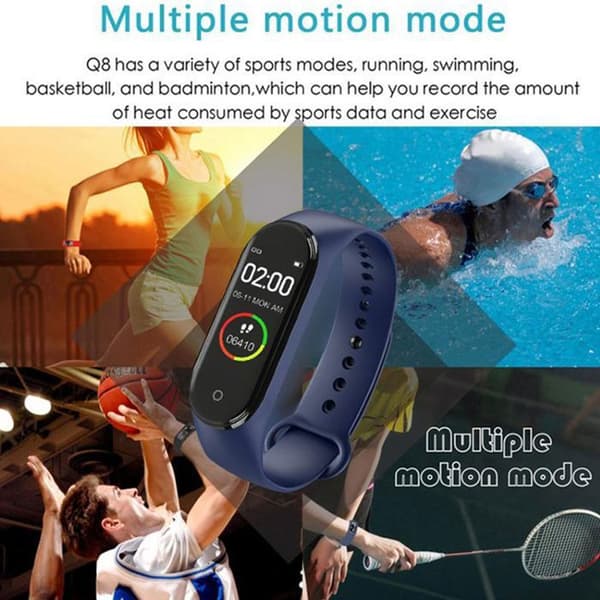 TD® Smart Watch Marinblå Multifunktionsarmband Pulsmätare Bluetooth Fitness tracker kompatibel Android IOS