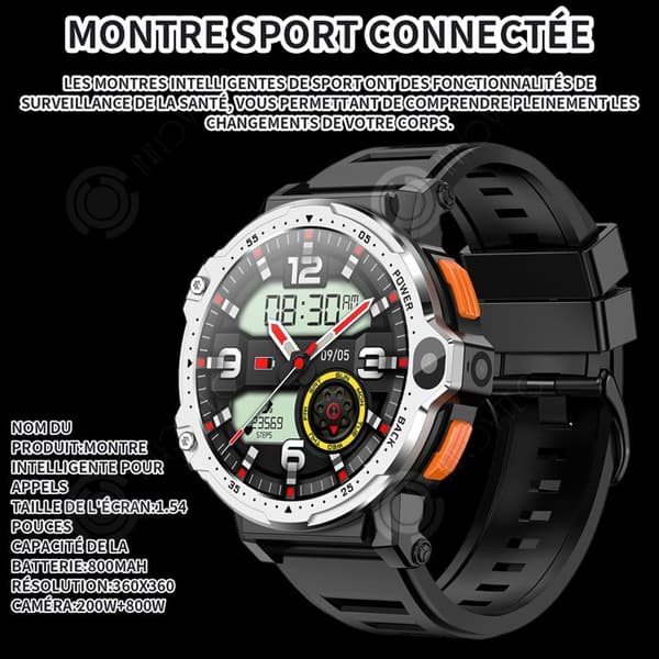 INN Smart Watch 64+4G 1,54 Inch Connected Watch Dam Herr Sport Watch Calls Dial Smart Sports Watch Vit