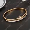 Miniatyrbild 3 av 4: TD® Kvartsur presentset för kvinnor - Lucky - Vacker zirkon - Ett armband i rostfritt stål + halsband - Rose Gold - Blå urtavla