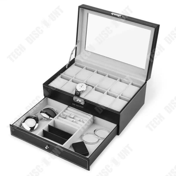 TD® klockbox väska herr dam läder förvaring display box förstklassig elegant utsökt flanell metallglans