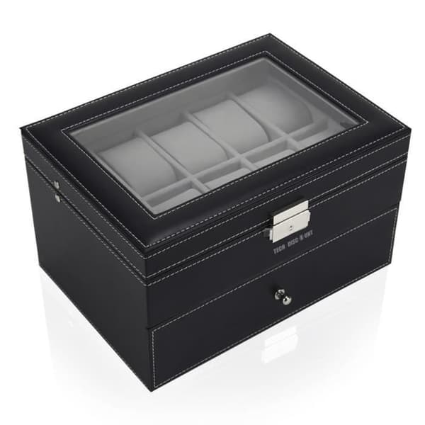 TD® klockbox väska herr dam läder förvaring display box förstklassig elegant utsökt flanell metallglans