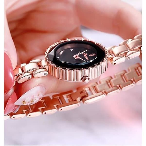 TD® Kvartsklocka presentset för kvinnor - Örhängen - Ring - Halsband - Armband roséguldpläterad Vattentät raffinerad strass