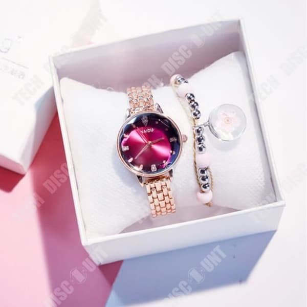 TD® Rhinestone par kvarts ur set enkel retro litterär ultratunt stålbälte presentförpackning för damer