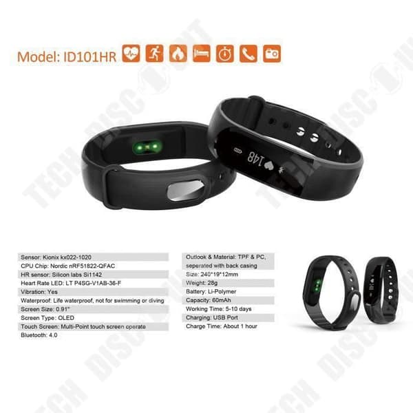 TD® Smart Armband Bluetooth-Smart Pulsklocka Stegräknare Sömnkaloriövervakning Vattentät Activi