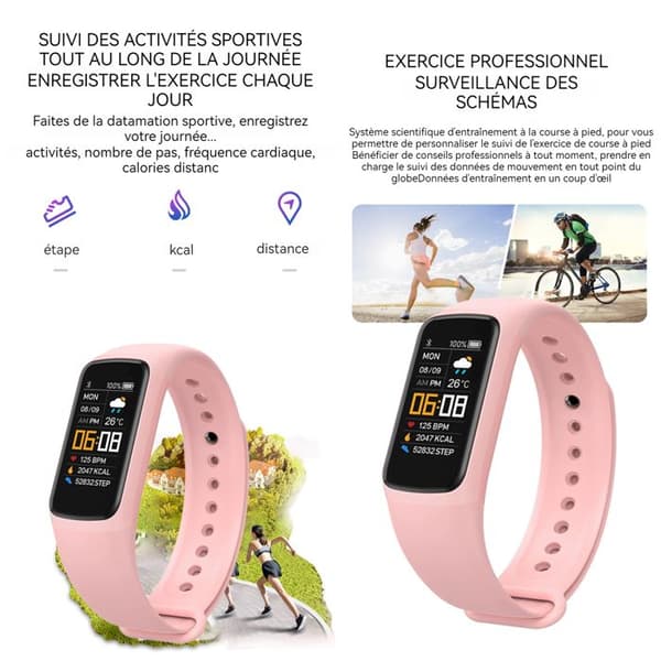 TD® ID115 Smart Armband Fitness Tracker Stegräknare Aktivitetsövervakning Armband för iPhone Android Rosa
