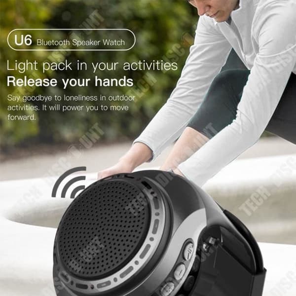 TD® Smart Black Audio Wearable Watch Selfie Bluetooth-högtalare Handsfree Samtalshämtning TF-kort USB-gränssnitt