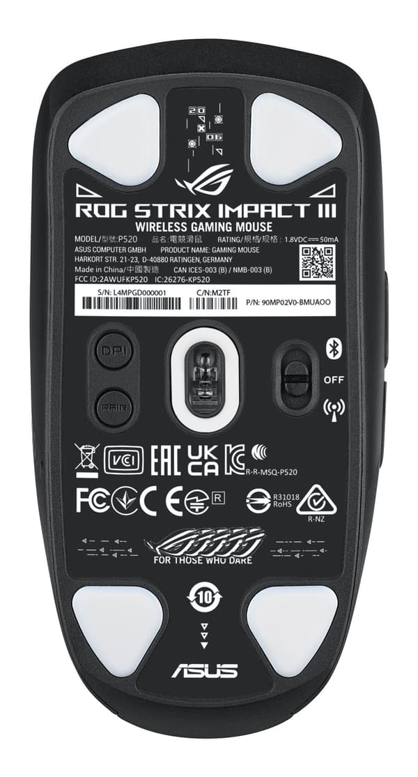 ASUS ROG Strix Impact III - mouse - USB, Bluetooth 5.1, 2.4 GHz - black