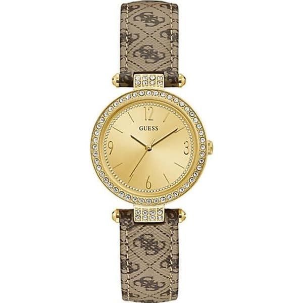 Kvinnoarmband - GUESS - W1230L2 - Brunt läder - Vattentålig 3 ATM - Trendig stil
