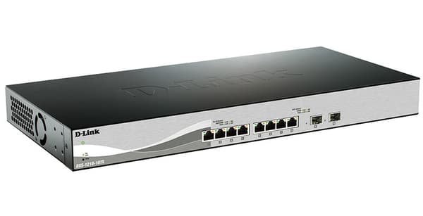 10 PORT SWITCH INCLUDING 8X10G Sort, Sølv