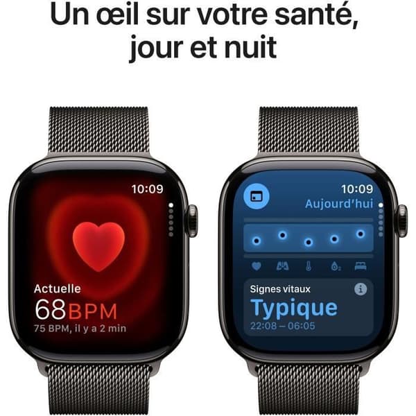 Apple Watch Series 10 GPS + Cellular - 46 mm - Skiffer Titanium fodral - Slate Milanese Loop rem - M/L