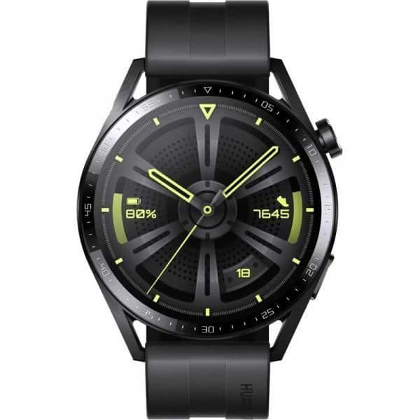 Huawei Watch GT 3 - Active Edition - 46 mm - svart stål - ansluten klocka med armband - fluorerad elastomer - svart - rund