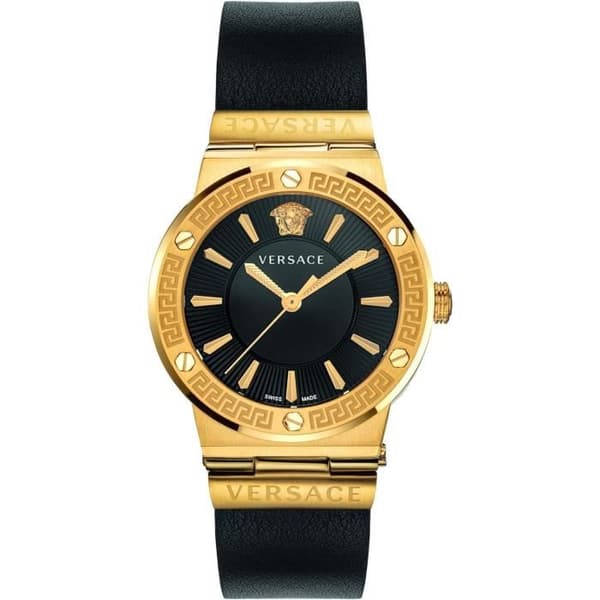 Montre Versace Greca Logo VEVH00320 - Quartz Dam - Rostfritt stål - Svart - Läder