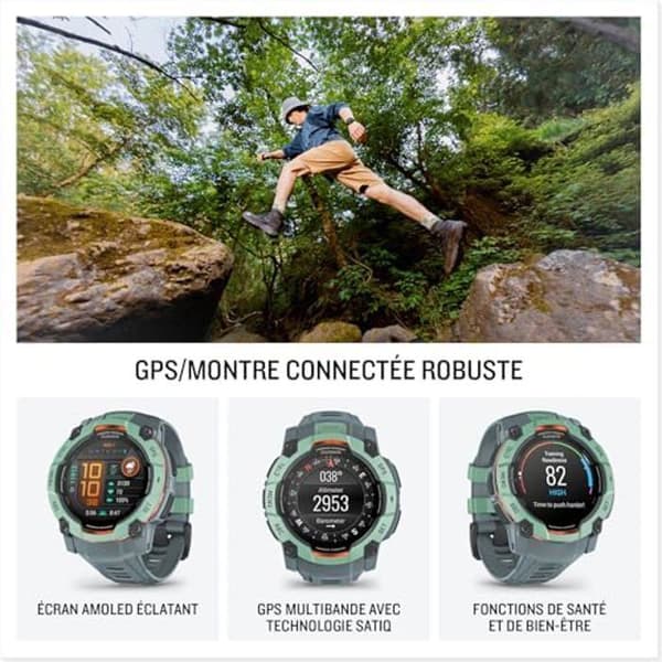 Garmin Instinct 3 GPS-klocka - AMOLED - 50 mm - Vattentålig 10 ATM - Batteritid 24 dagar - Multisport