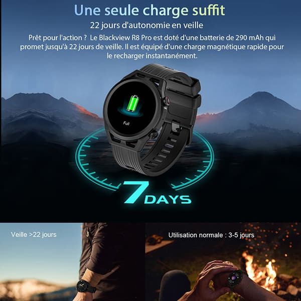 Blackview R8 Pro Smartwatch för Man och Kvinna 1.32" 290mAh 24 Sportlägen - Svart
