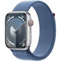 Pikkukuva 1 / 10: Apple Watch Series 9 (GPS + Cellular) 45 mm hopeanvärinen alumiinikuori ja talvensininen Sport Loop -ranneke (MRMJ3)