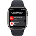 Pikkukuva 6 / 9: Apple Watch Series 8 (GPS + Cellular) 41 mm grafiitinvärinen ruostumaton teräskuori ja keskiyönsininen urheiluranneke (MNJJ3)