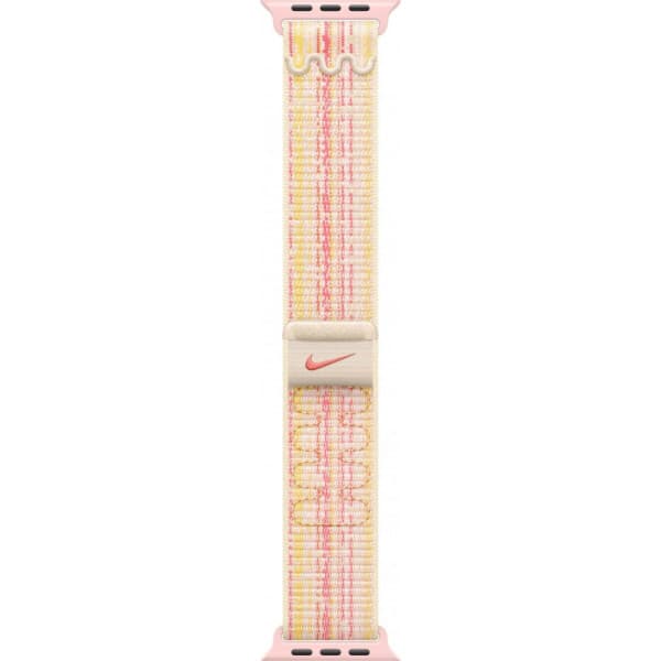 Apple Watch 45 mm Starlight/rosa Nike Sport Loop-armband (MUJY3)