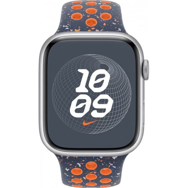 Apple Watch 45 mm Blue Flame/sininen Nike Sport -ranneke, S/M (MUV83)