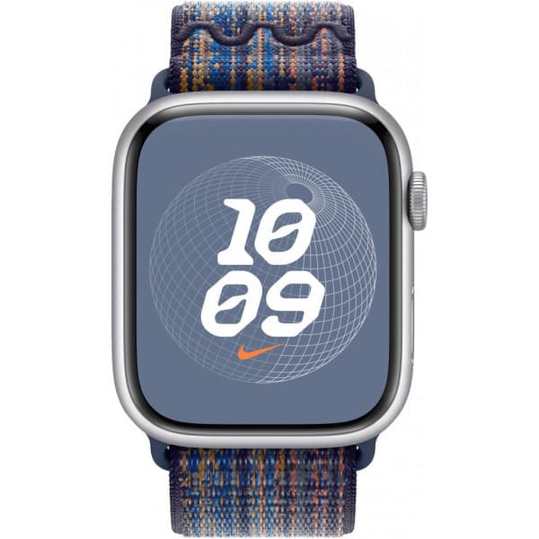 Apple Watch 45 mm Game Royal/oranssi Nike Sport Loop -ranneke (MTL53)