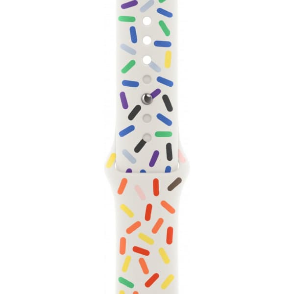 Apple Watch 45 mm Pride Edition sportarmband, M/L (MUQ43)