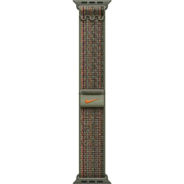 Apple Watch 41 mm Sequoia/orange Nike Sport Loop-armband (MTL33)