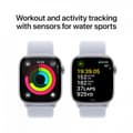 Pikkukuva 4 / 9: Apple Watch Series 10 (GPS) 42 mm hopea alumiinikuori ja sinertävä Sport Loop -ranneke (MWWD3)