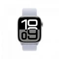 Pikkukuva 2 / 9: Apple Watch Series 10 (GPS) 42 mm hopea alumiinikuori ja sinertävä Sport Loop -ranneke (MWWD3)