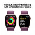 Miniatyrbild 4 av 9: Apple Watch Series 10 (GPS) 42 mm roséguldfärgad aluminiumhölje och blålila Sport Loop-armband (MWWK3)